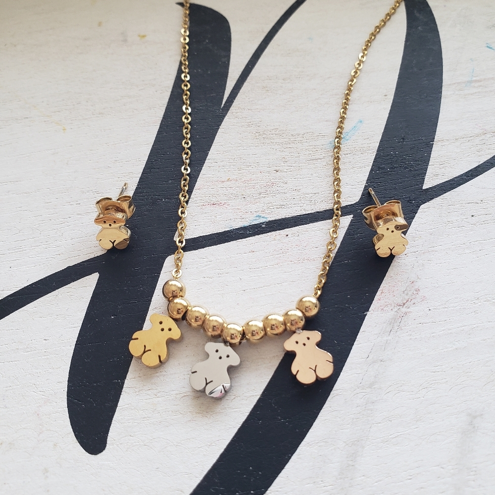 Chain set wiht stainless steel earrings